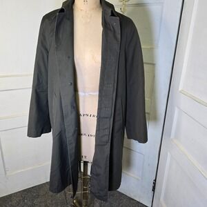 Mens Dark Green Full Length Trench Coat Rain Jacket‎ Lined M?